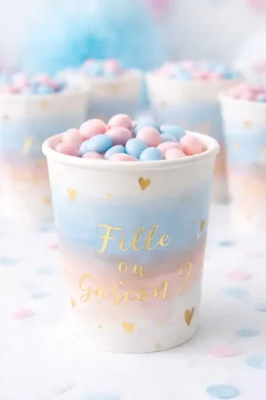 8 Gobelets en carton Gender Reveal Solde