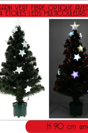 Commander Vite Sapin de Noel fibre optique 14 etoiles Multicolore