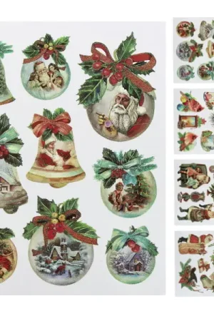 8 Stickers Vitro statique de noel pailletés Dernier Modèle
