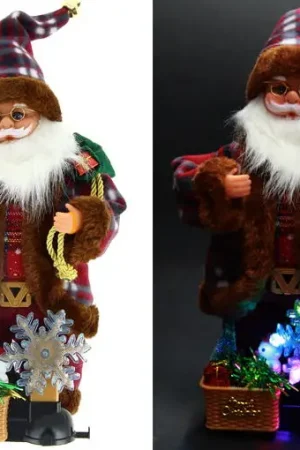 Père noel automate Musical avec flocon de neige lumineux Pas Cher