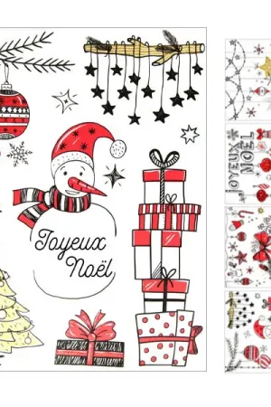 Bon Marché Sticker Vitro statique Dessins de Noel