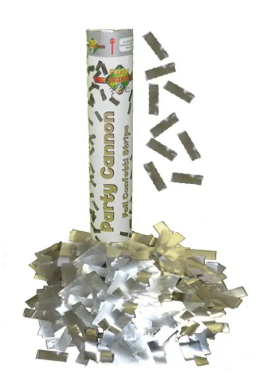 Populaire Canon à Confettis 25 cm Rectangles Argent Métallisé