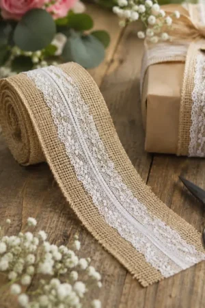 Ruban Jute et Dentelle pas cher 60mm Meilleur Prix