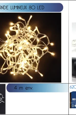 Expédition Rapide Guirlande lumineuse 80 LED Blanc chaud 4m