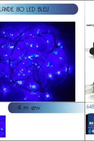 Guirlande lumineuse 80 Led bleu 4m Top Vente