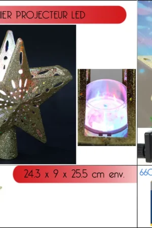 Cimier de sapin lumineux doré & projecteur Multicolore Meilleur Choix