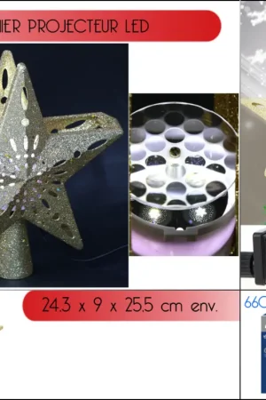 Cimier de sapin lumineux doré & projecteur Blanc Expédié Aujourd'hui