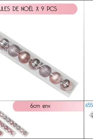 Authentique Boule de noel Rose tendance 9pcs
