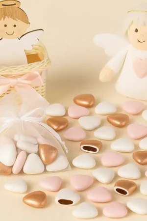 Dragées Coeur Chocolat Assorti Blanc Rose et Rose Gold x 500gr Super Prix