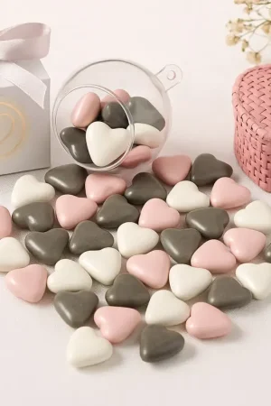 Nouvelle Collection Dragées Coeur Chocolat Assorti Blanc Rose Gris x 500gr