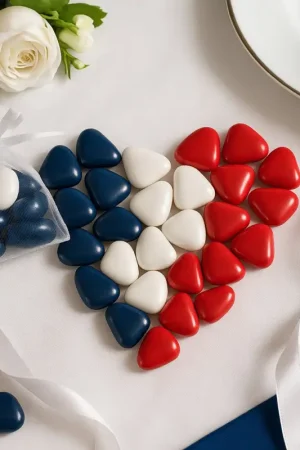 Dragées Coeur Chocolat Assorti Bleu Marine Blanc Rouge x 500gr Expédié Aujourd'hui