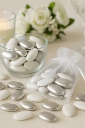 Dragées Chocolat Assorti Blanc Et Argent x 500gr Vente Directe