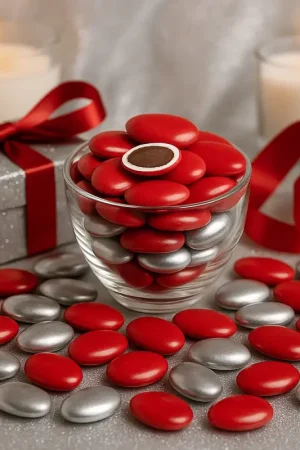 Dragées Chocolat Assorti Rouge et Argent x 500gr Affaire À Saisir