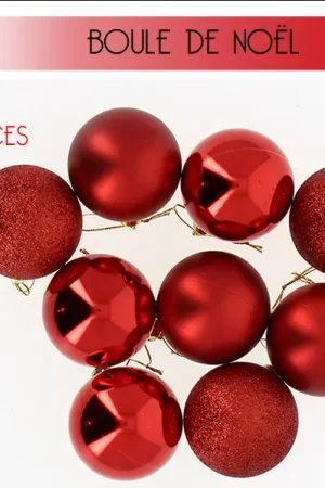 Jusqu'à Épuisement Des Stocks Boule de Noel Rouge 6 cm x 9 pièces