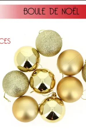 Promotion Boule de Noel Or 6 cm x 9 pièces