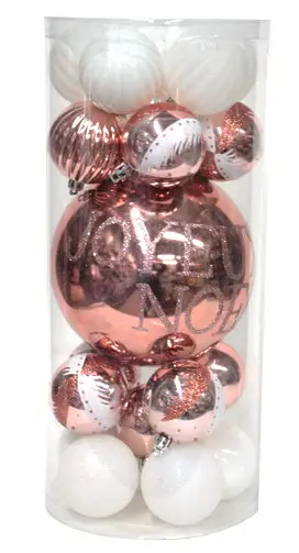Petit Prix Boule de Noel Rose Gold et Blanc Joyeux Noel x 21 pièces
