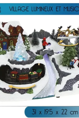 Village de Noel lumineux et musical avec traineau Offre Spéciale