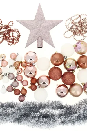 Authentique Boule de Noel Rose gold en kit x44 pièces