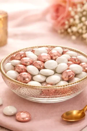 Dragees au chocolat confetti Blanc et Rose gold Bon Plan