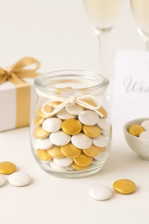 Dragees au chocolat confetti Blanc et Or Pas Cher