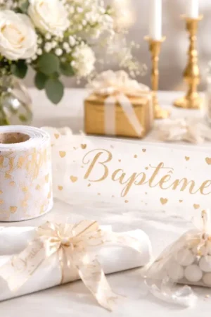 Meilleur Prix Ruban Tulle Baptême Or 8cm x 10 mètres