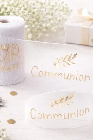 Ruban Tulle Communion Or 8cm x 10 mètres Solde