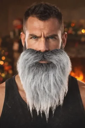 Promotion Saisonnière Moustache et Barbe Raide Grise
