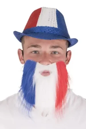 Prix Bas Barbe et Moustache Bleu Blanc Rouge