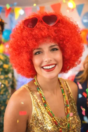 Perruque Déguisement Afro Rouge Quantité Limitée
