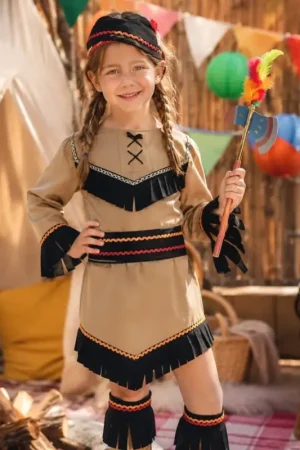 Satisfait Ou Remboursé Costume Fille Indienne beige 5/6 Ans