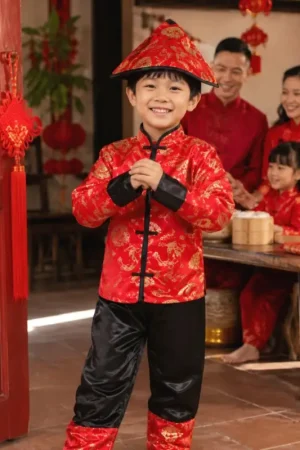 Déguisement Garçon Chinois 7/9 Ans Haute Qualité