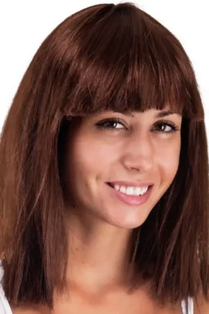 Meilleur Prix Perruque Mi-Longue avec Frange Brune