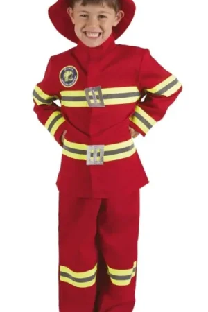 Déguisement Enfant Pompier Rouge 10/12 ans Haute Qualité