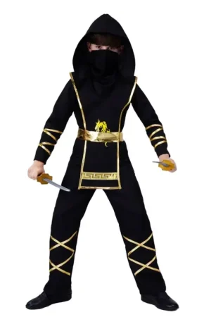 Offre Du Jour Déguisement Garçon Ninja Noir et Or 10/12 ans