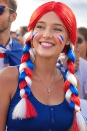 Perruque Tressée Bleu Blanc Rouge Vente Directe