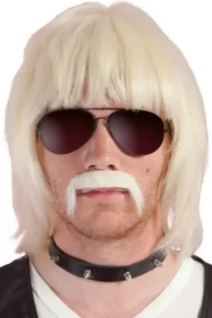 Meilleur Choix Perruque & Moustache de Biker Blond