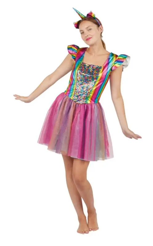 Vente Directe Déguisement Femme Licorne Arc en Ciel S/M