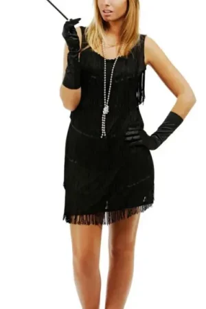 Déguisement Femme Charleston Noir L/XL Dernière Chance