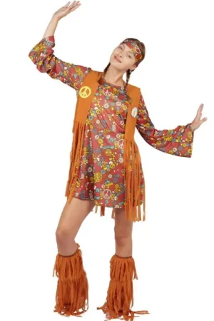Satisfait Ou Remboursé Déguisement Femme Hippie Robe Marron S/M