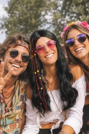 Perruque Hippie Lisse Noir Commander Vite