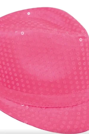 Chapeau Borsalino à Sequins Rose Fluo Certifié