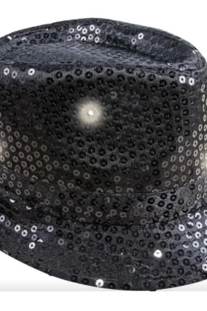 Petit Prix Chapeau Borsalino Lumineux à Sequins Noir