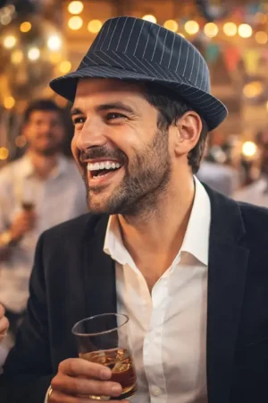 Chapeau Borsalino Rayé Noir et Blanc Retour Gratuit