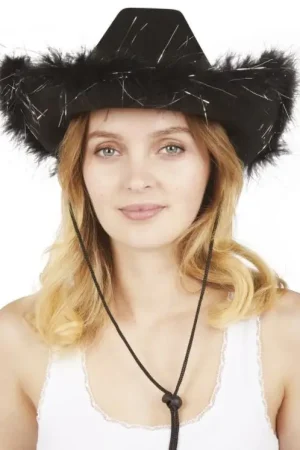 Chapeau Cowgirl Noir Haute Qualité