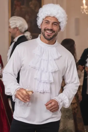 Chemise blanche a jabot Taille L Soldes