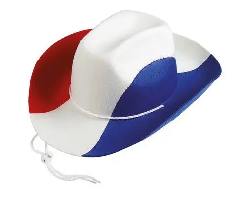 Chapeau Feutre de Cowboy Supporters Bleu Blanc Rouge Must-Have