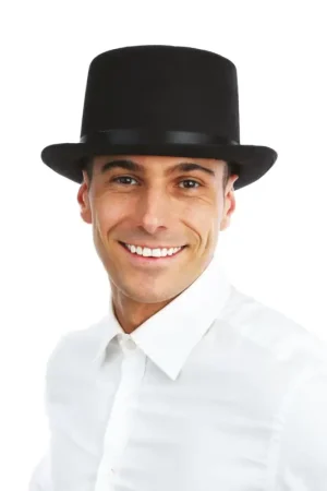 Chapeau Feutre Haut de Forme Noir 12 cm Populaire