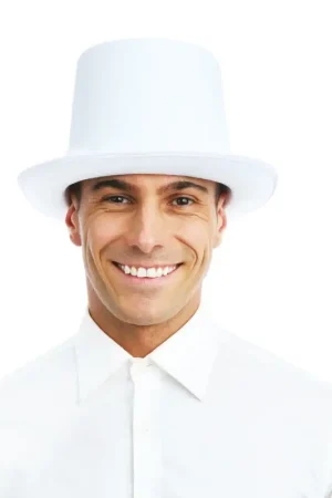 Chapeau Feutre Haut de Forme Blanc Commander Vite