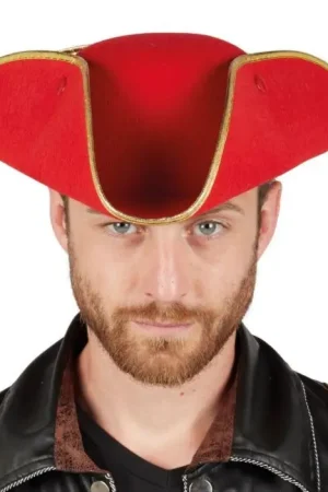 Chapeau Feutre Pirate Rouge Prix Réduit