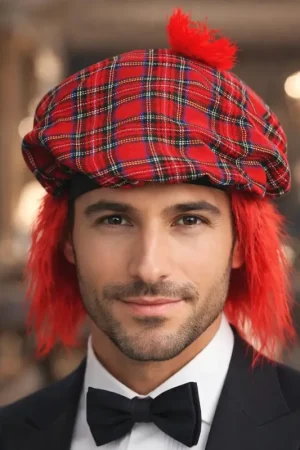 Béret Écossais avec Cheveux Rouge Retour Gratuit